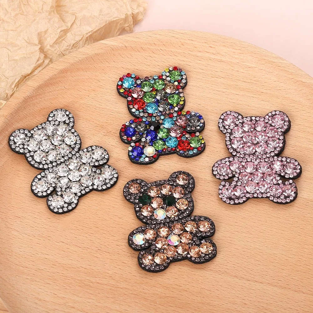 Bear iron on patch in rhinestone and felt for wholesale planning