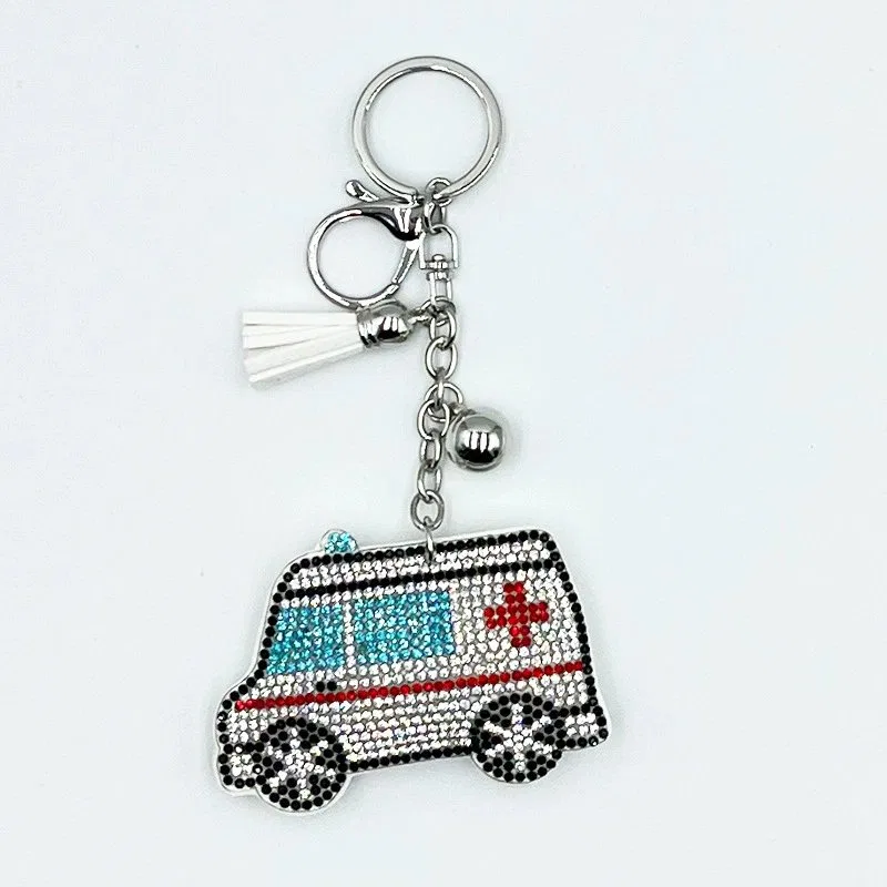 Product 110 ambulance rhinestone keychain hardware assembly reference