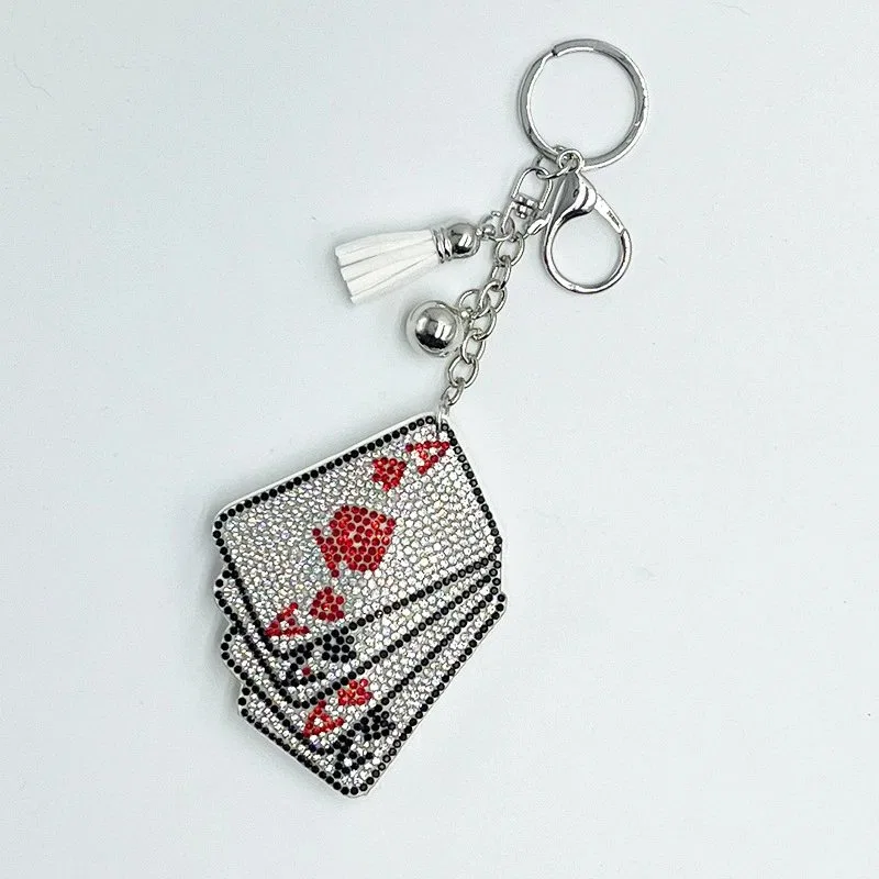Wholesale rhinestone keychains playing-card specimen
