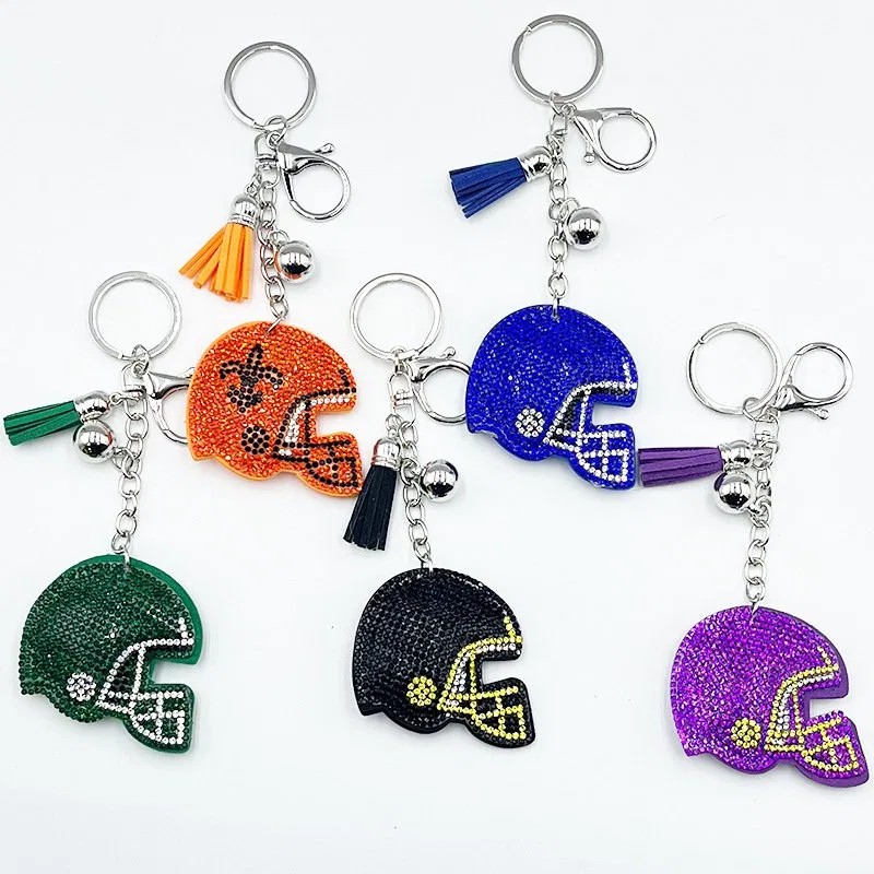 Wholesale rhinestone keychains football helmet reference