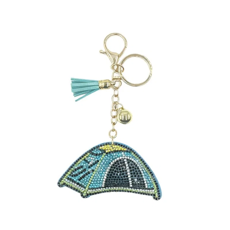 Bling keychains wholesale camping tent motif