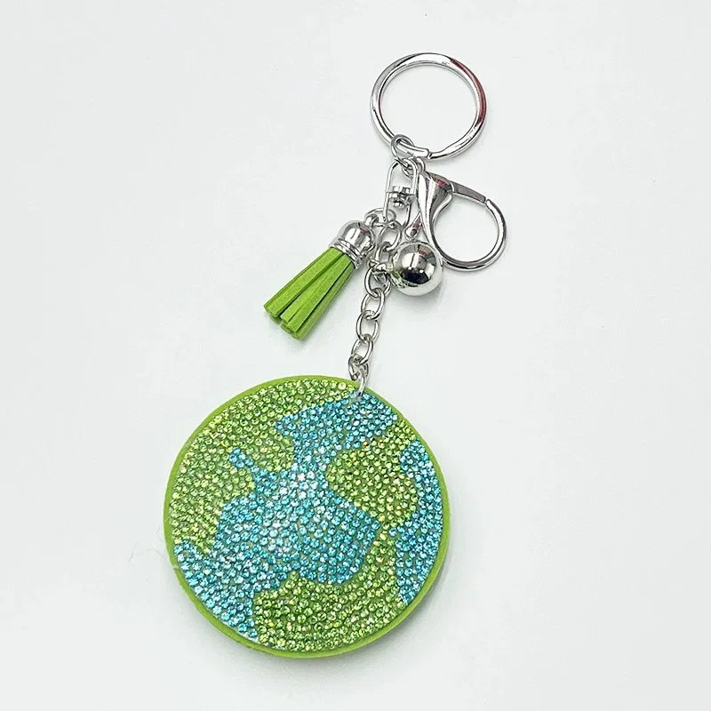 Private label fashion accessories green earth keychain
