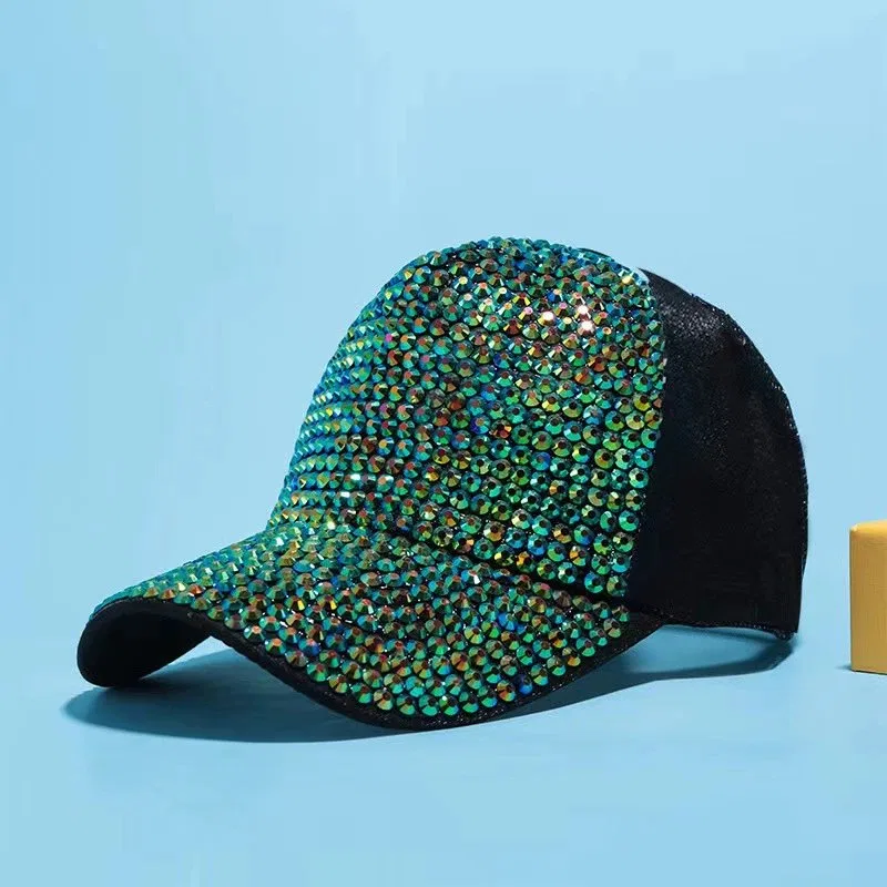 Baseball cap decorated with rhinestones for a wholesale headwear program