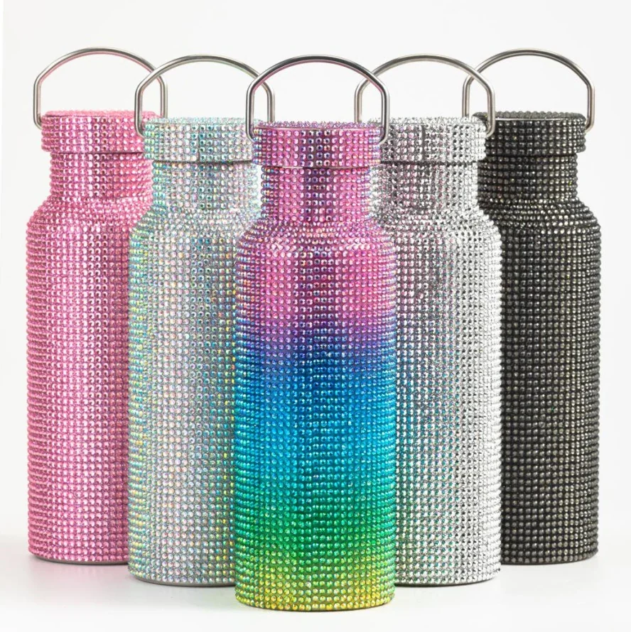 Rhinestone Ring-Handle Water Bottle