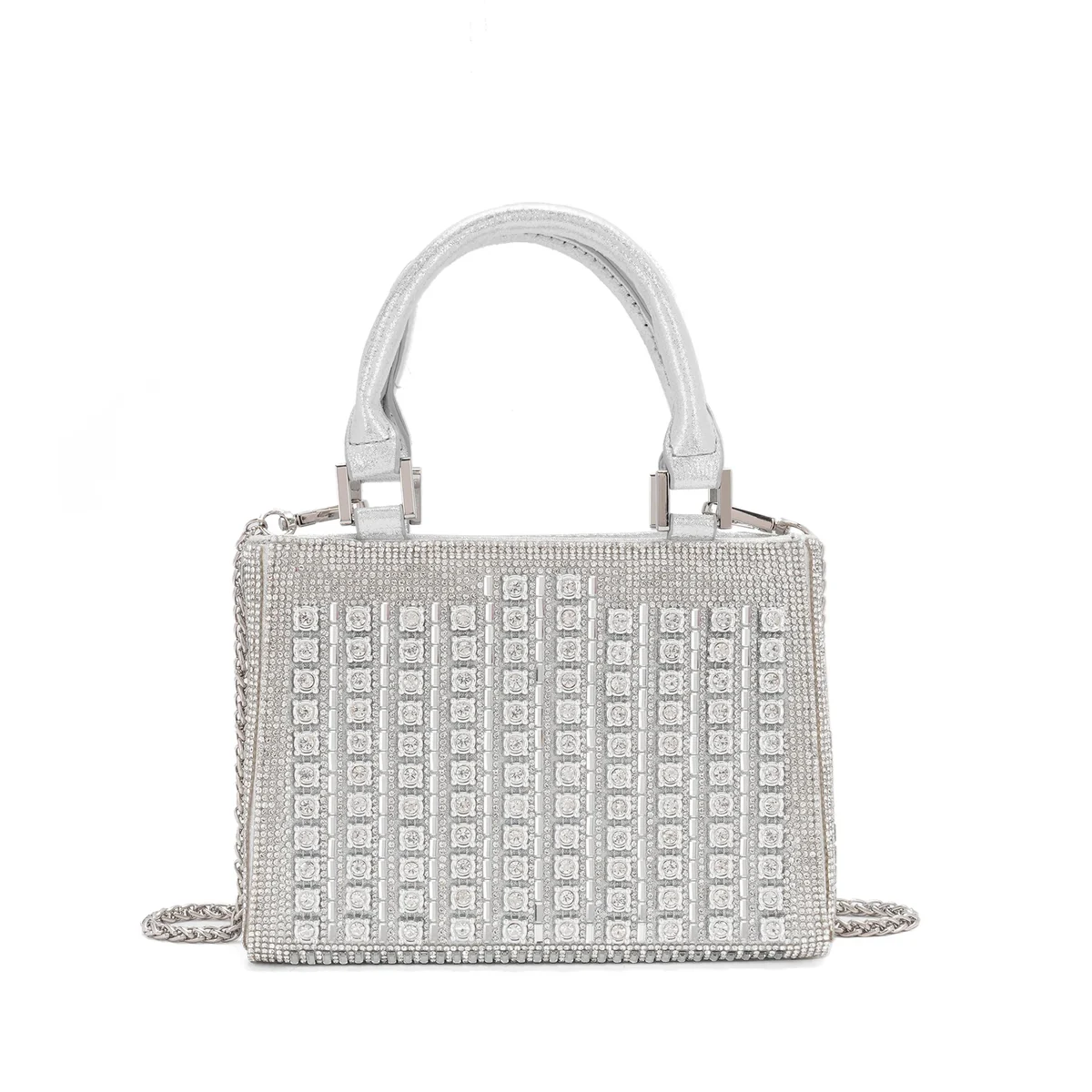 Structured Rhinestone Top-Handle Bag