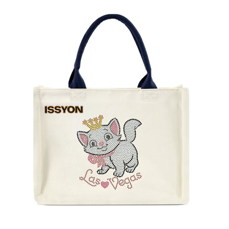 Cute Cat Rhinestone Tote Bag
