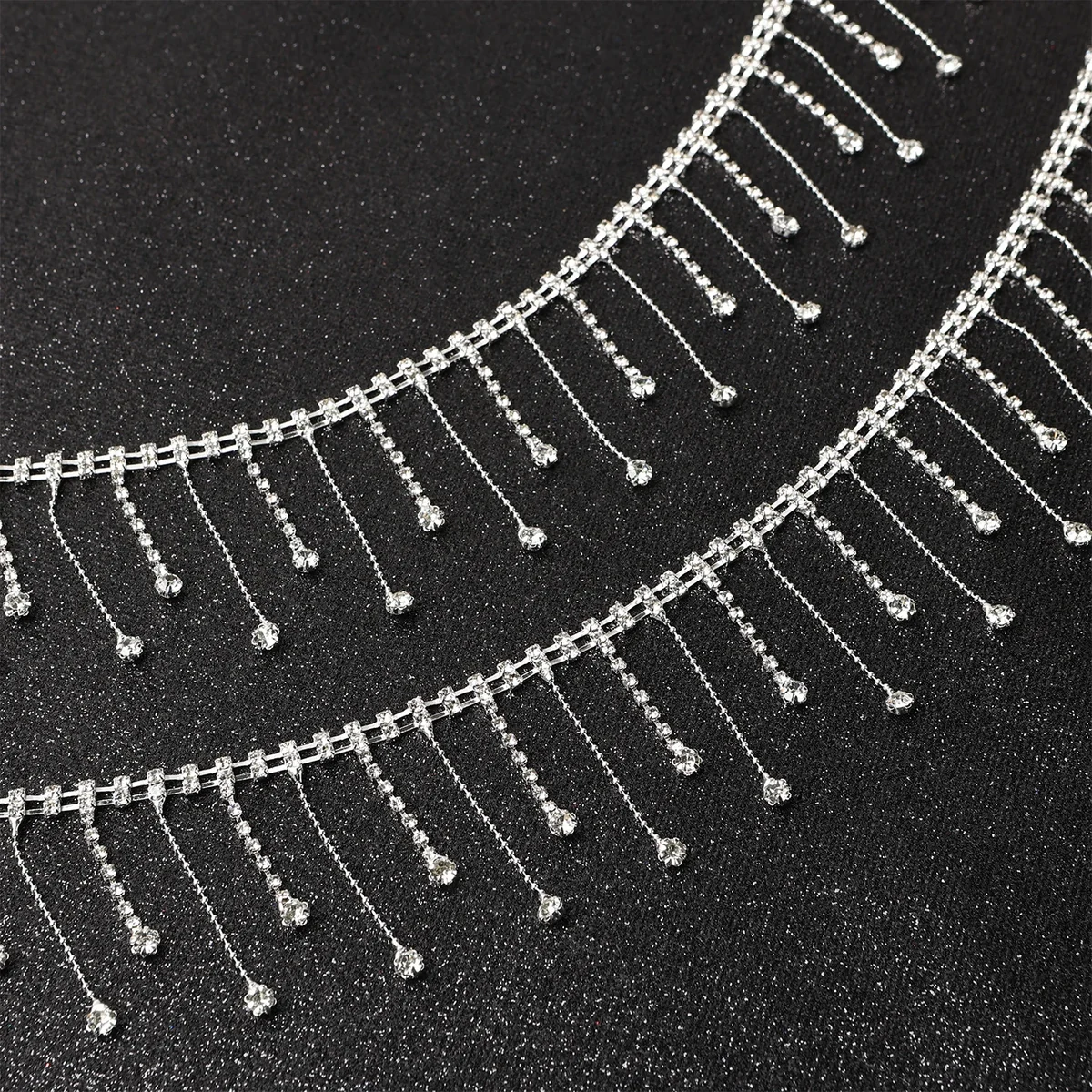 Rhinestone Fringe Chain Trim