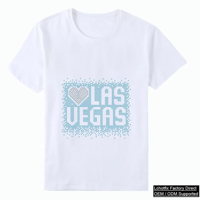 Blue Love Las Vegas rhinestone T-shirt design