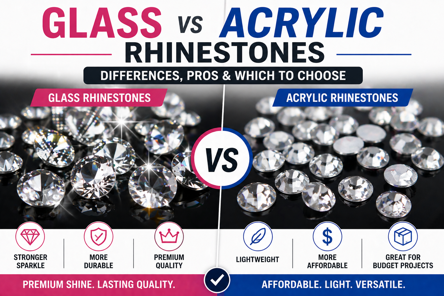Glass vs Acrylic Rhinestones: Key Differences Explained