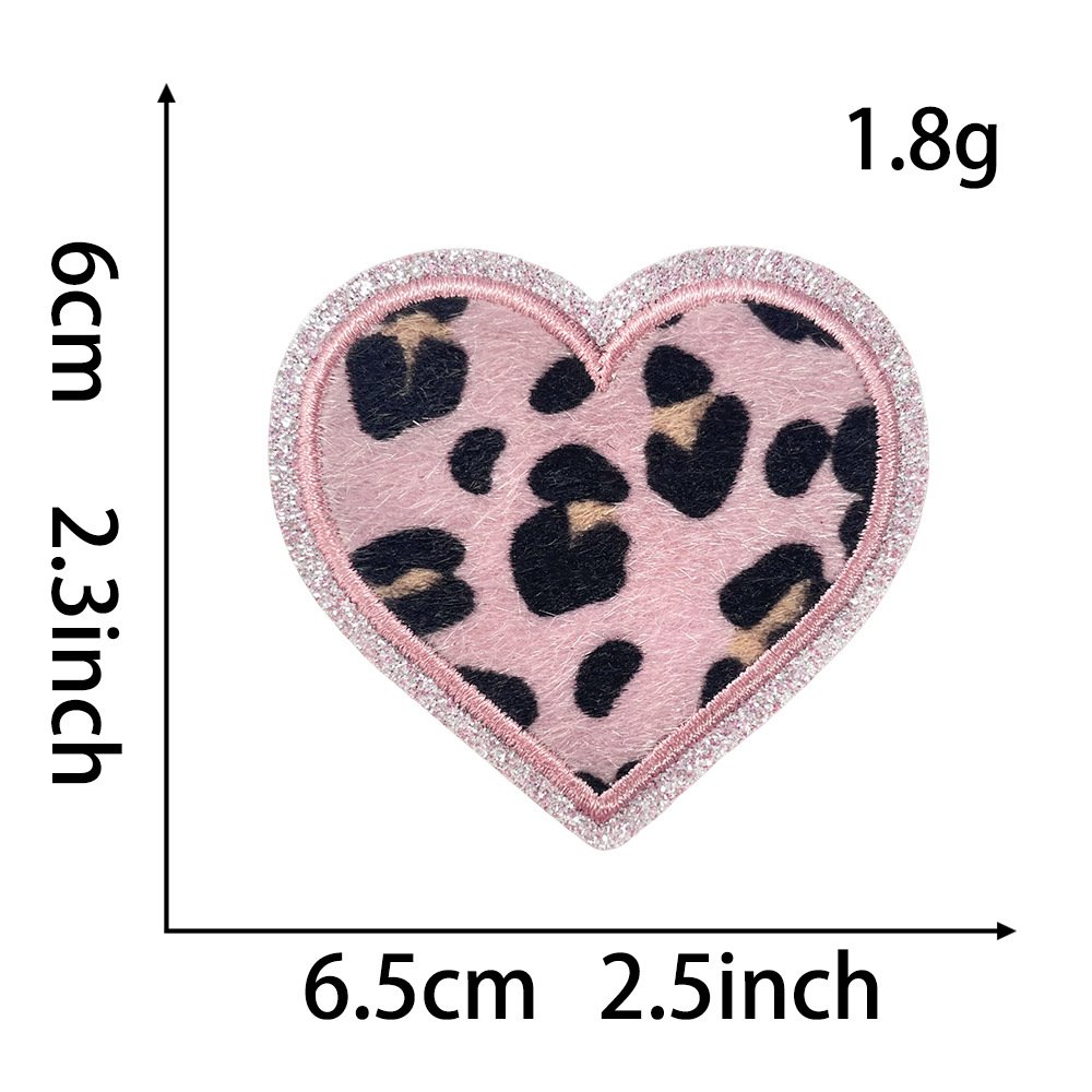 Glitter Heart Leopard Print Iron-on Patch DIY Small Applique for Bags Hats