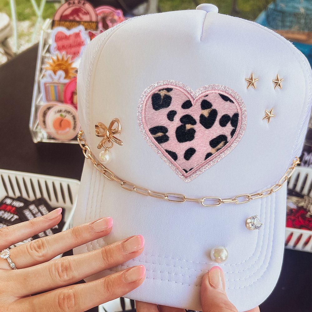 Glitter Heart Leopard Print Iron-on Patch DIY Small Applique for Bags Hats