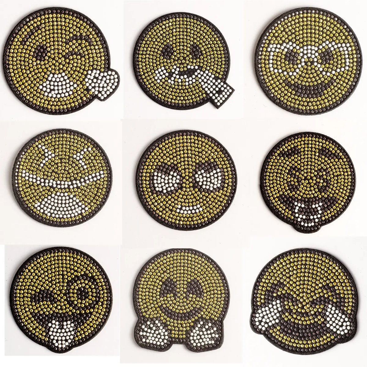 Adhesive Rhinestone Smile Face Heat Transfer Octagon Hotfix Motif for Clothing Accessories