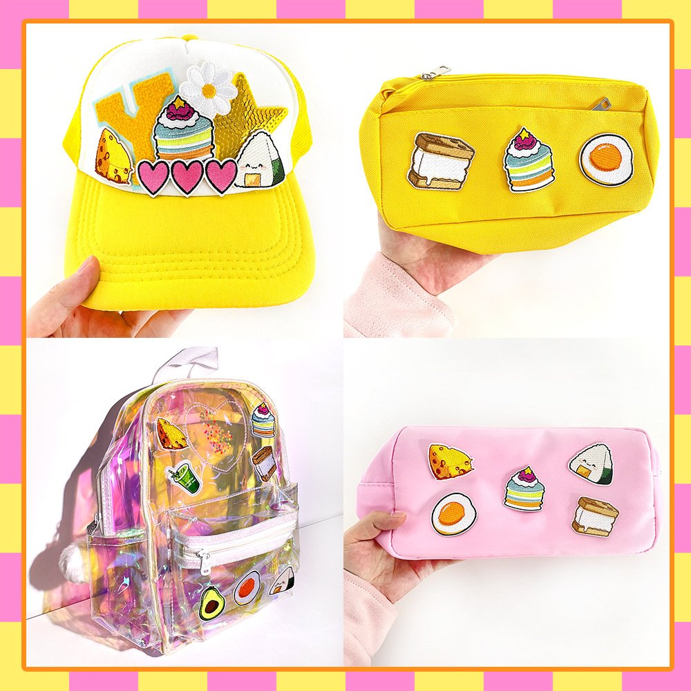 Iron-On Fun: Cartoon Food Patch Sets for Jackets, Bags & DIY,cosmetic bags, and accessories, with adhesive backing for iron-on application