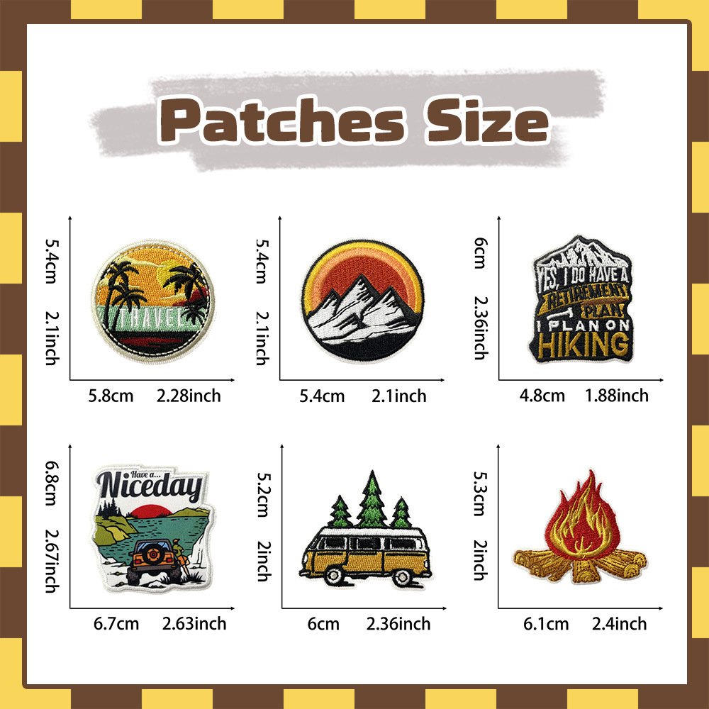 Explore & Create: Outdoor Adventure logo Iron-On Patches for apparel and bags, with adhesive backing