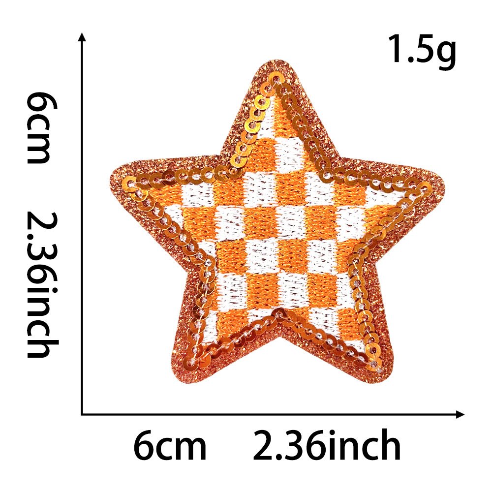 Leopard print heart, star, and lightning bolt sequin iron-on embroidered patches for backpacks, hats, and appare