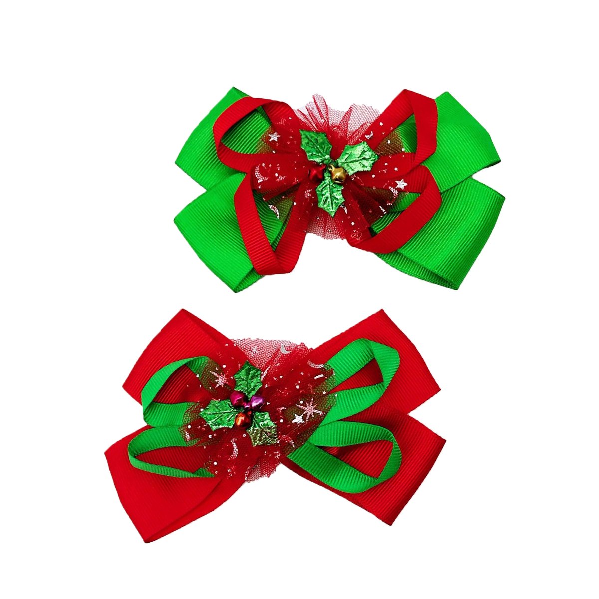 Halloween Party Turkey Bow Hair Clip Set – Kids Glitter Ribbon Hair Accessories