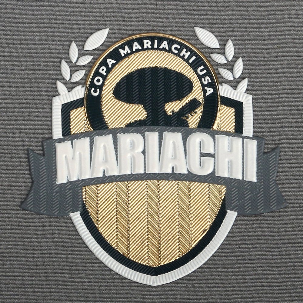 Custom 3D TPU Soft Rubber Logo Patches – Gold & Silver Eco-Friendly Embossed Labels for Clothing