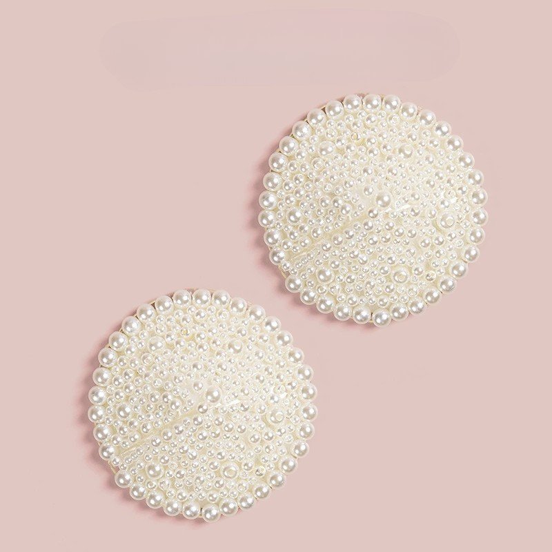 Reusable White Pearl Pasties – Acrylic PU Leather Adhesive Nipple Covers Invisible Seamless