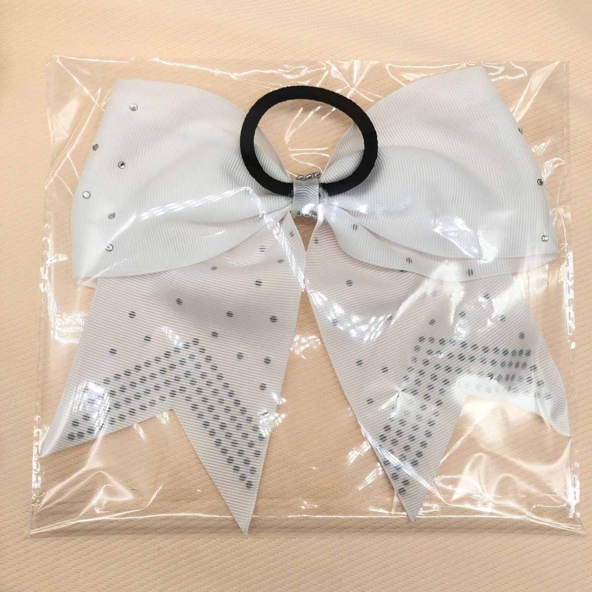Handmade Kids Big Bow Rhinestone Cheer Hair Clip – Large Ribbon Bow Ponytail Holder Headwear