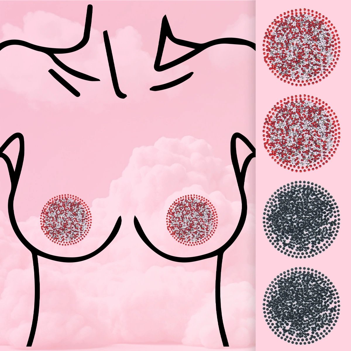 Round Shiny Diamond Nipple Pasties For  Festival & Stage Disposable Covers