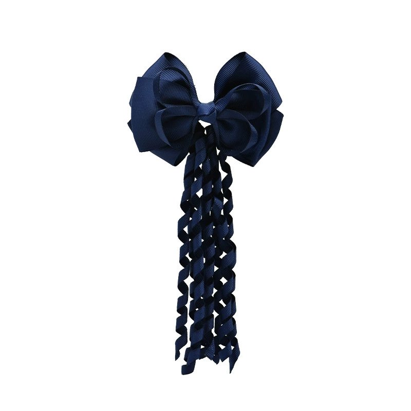Cheerleading Stage Hair Accessories – Long Ribbon Bow Elastic Hair Tie with Tassel Tail