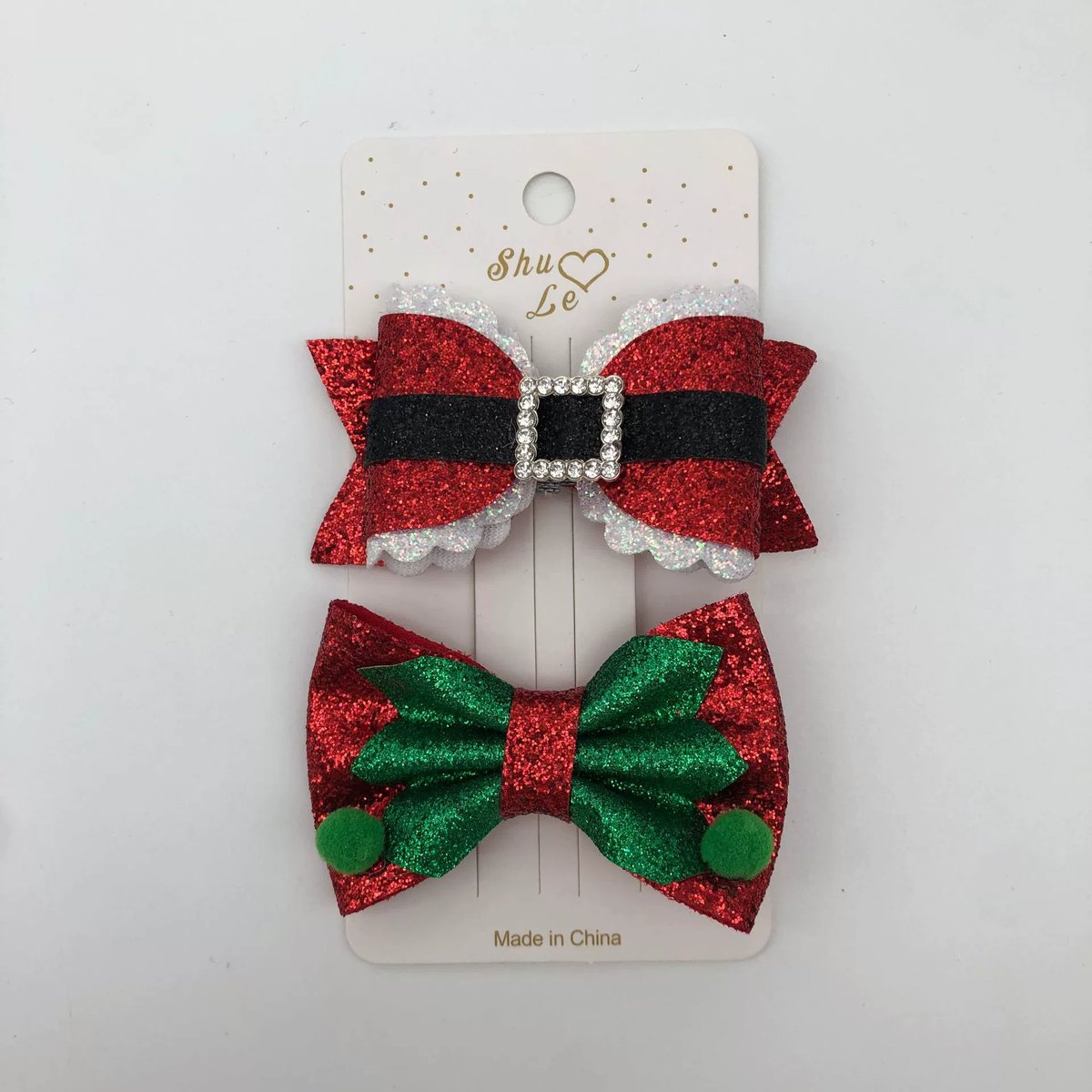Christmas Reindeer Antler Hair Clip for Girls – Glitter Sparkle with Pom-Poms