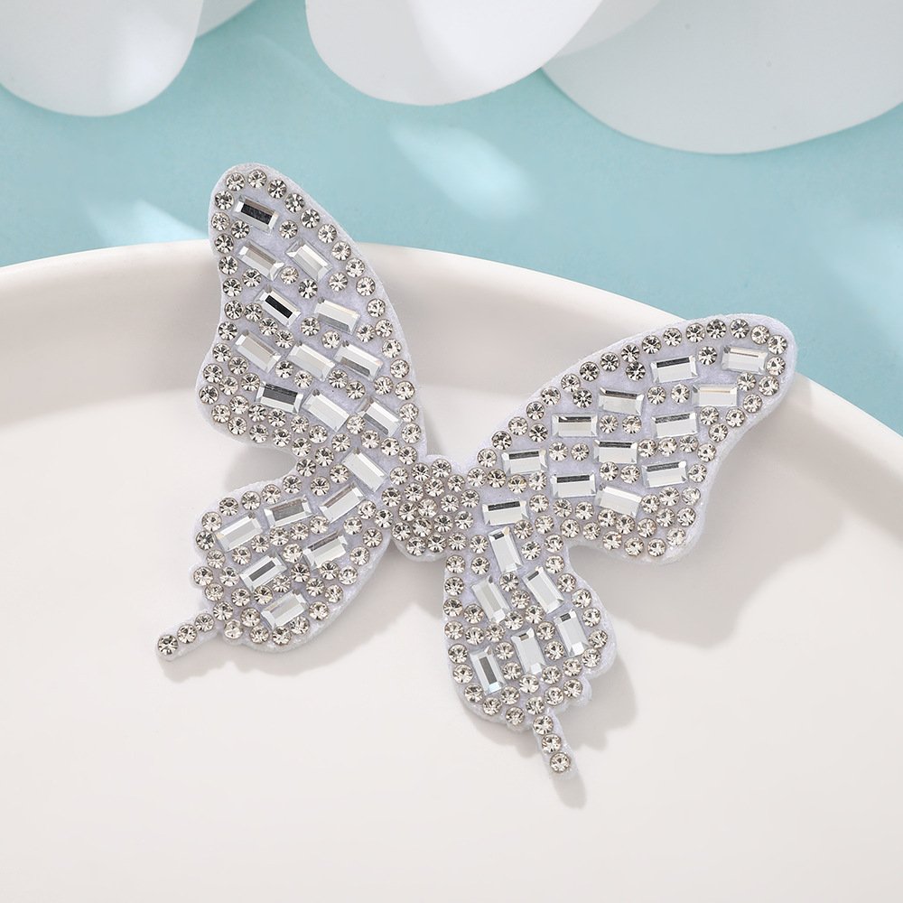 Butterfly Rhinestone Iron-On Patch – DIY Glass Crystal Applique for Headbands, Bags & Clothing