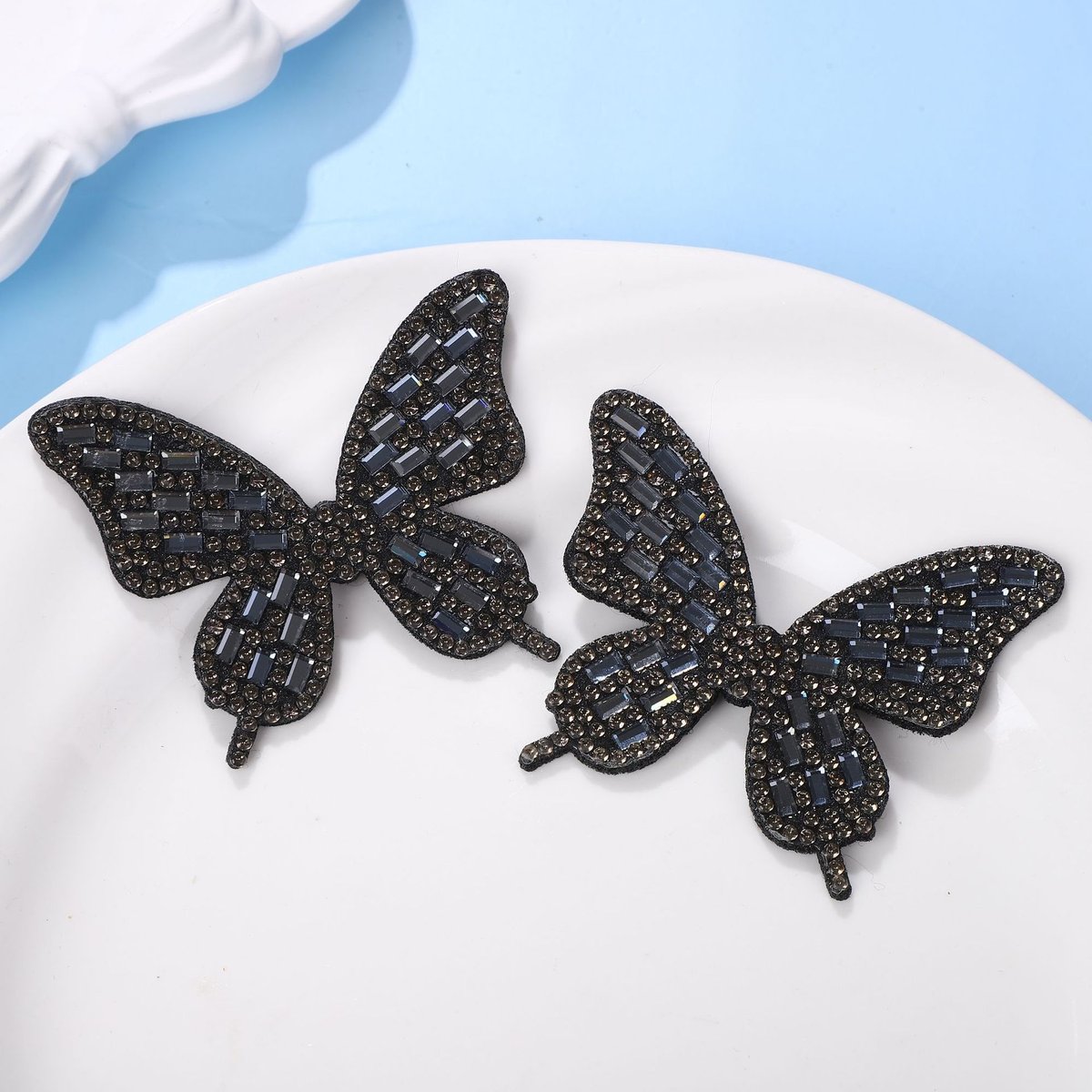 Butterfly Rhinestone Iron-On Patch – DIY Glass Crystal Applique for Headbands, Bags & Clothing