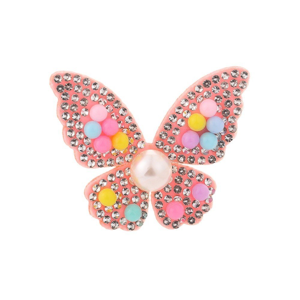 Hot Melt Adhesive Rhinestone Pearl Butterfly Iron-On Patch – 3D Non-Woven Applique for Hair Accessories & Fashion DIY