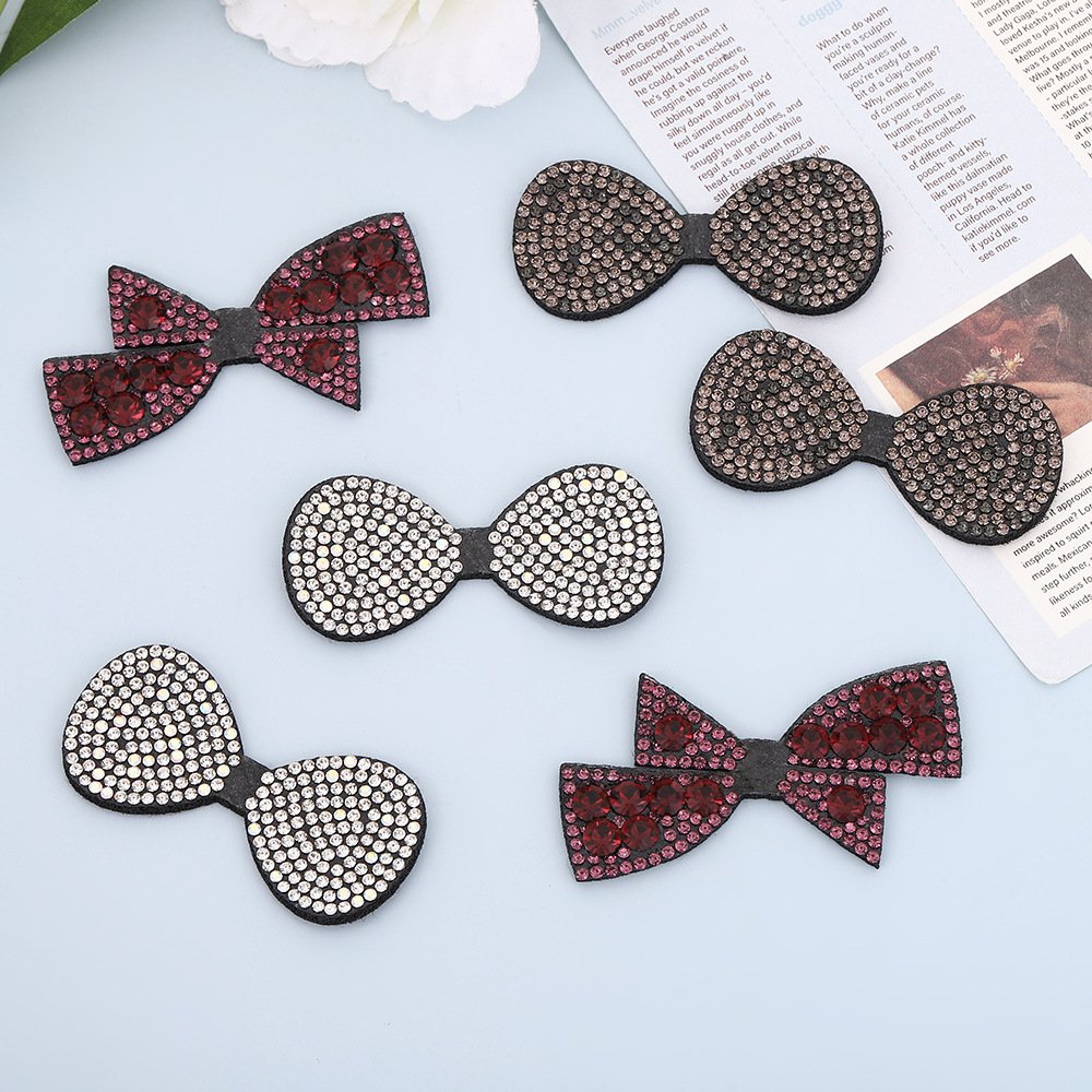 Rhinestone Bow Iron-On Patch – DIY Heat Transfer Applique for Shoes, Hats, Bags & Clothing