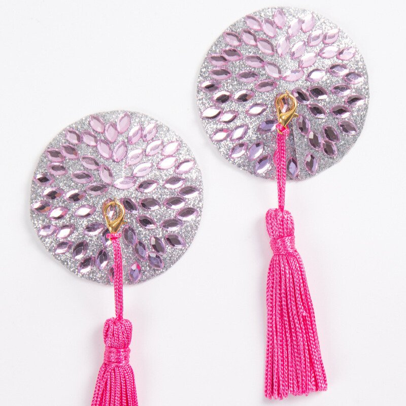 Acrylic PU Glitter Pink Diamond Tassel Nipple Covers – Invisible Reusable Pasties