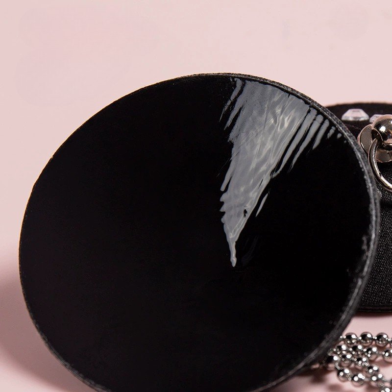 PU Leather Rhinestone Tassel Nipple Covers – Sexy Invisible Pasties with Metal Chain Design