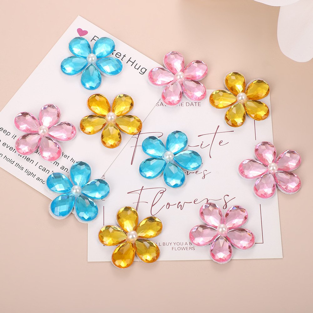 Korean Style Five-Petal Rhinestone Iron-on Patch – DIY Accessories for Hairbands, Bags & Clothing  Price *