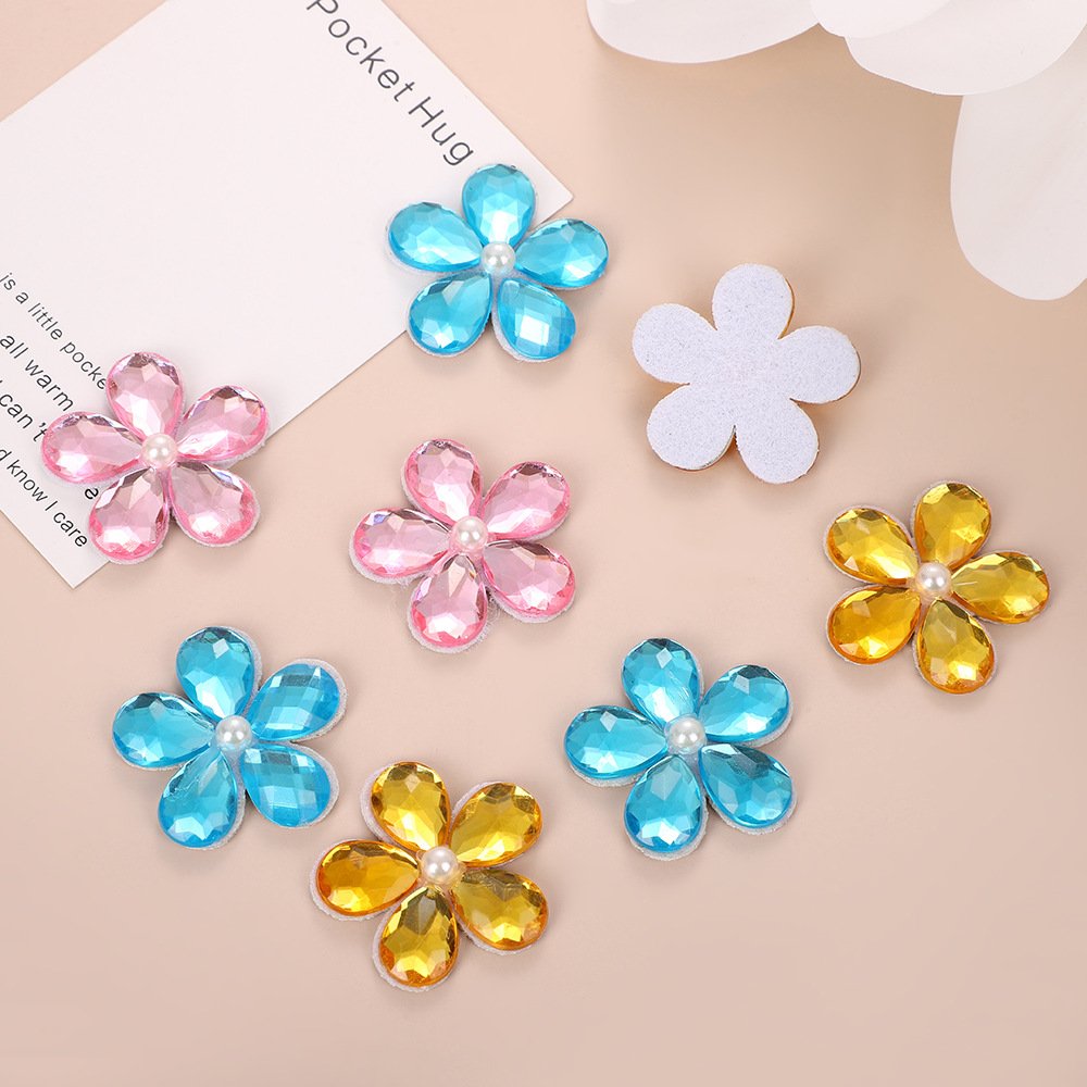Korean Style Five-Petal Rhinestone Iron-on Patch – DIY Accessories for Hairbands, Bags & Clothing  Price *