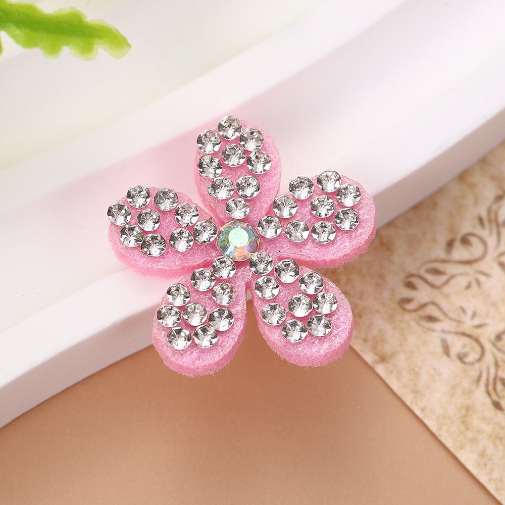 Korean Rhinestone Five-Petal Flower Patch – DIY Accessories, Non-Woven Appliqué for Hair Ties, Bags & Clothing