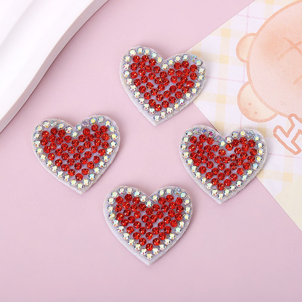 Korean Full Rhinestone Pearl Heart Patch – DIY Non-Woven Iron-On Appliqué for Clothing, Bags & Accessories