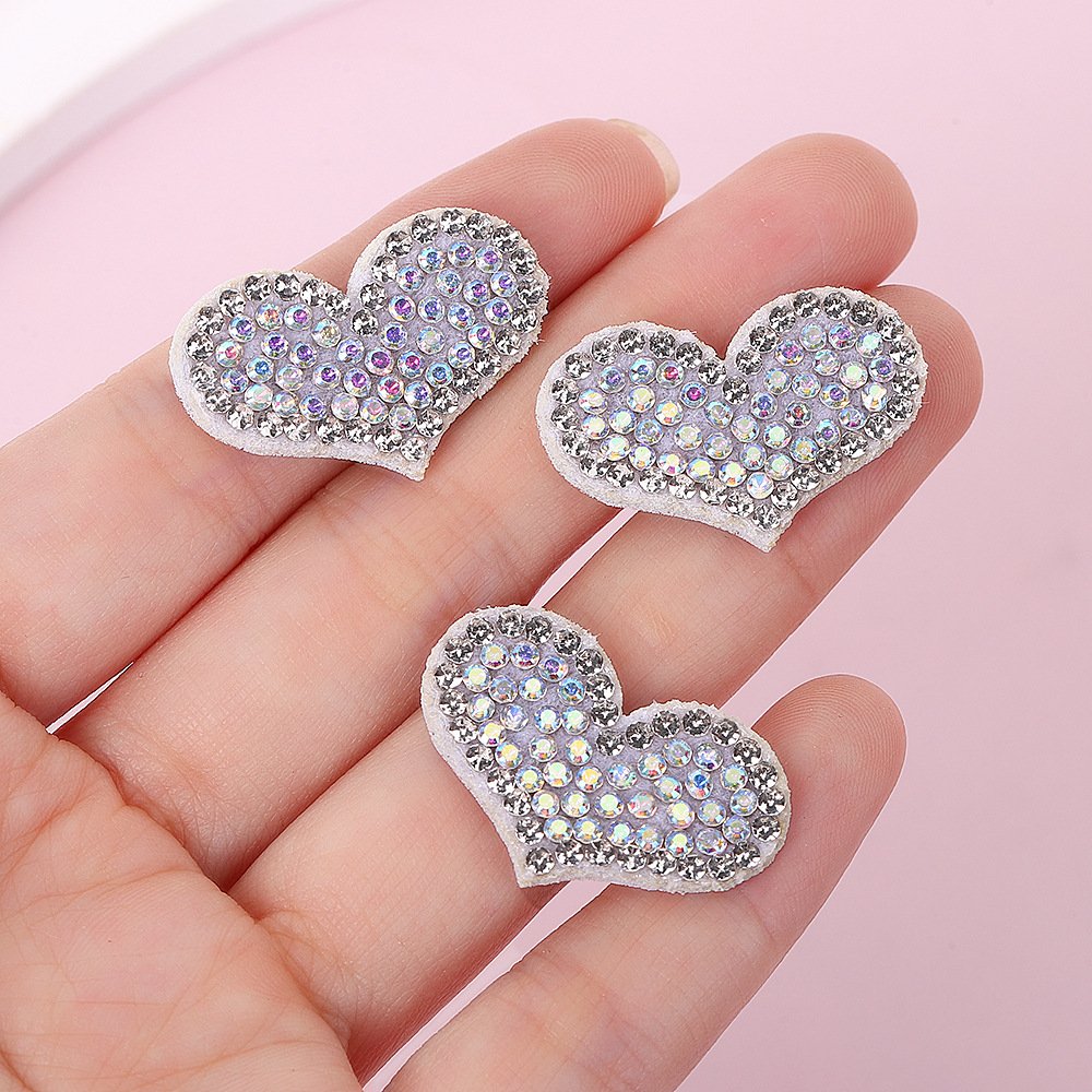 Korean Full Rhinestone Pearl Heart Patch – DIY Non-Woven Iron-On Appliqué for Clothing, Bags & Accessories