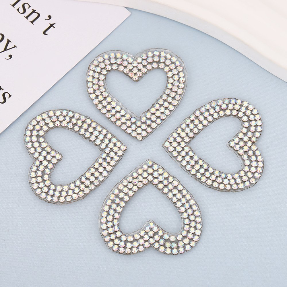 Korean Full Rhinestone Pearl Heart Patch – DIY Non-Woven Iron-On Appliqué for Clothing, Bags & Accessories