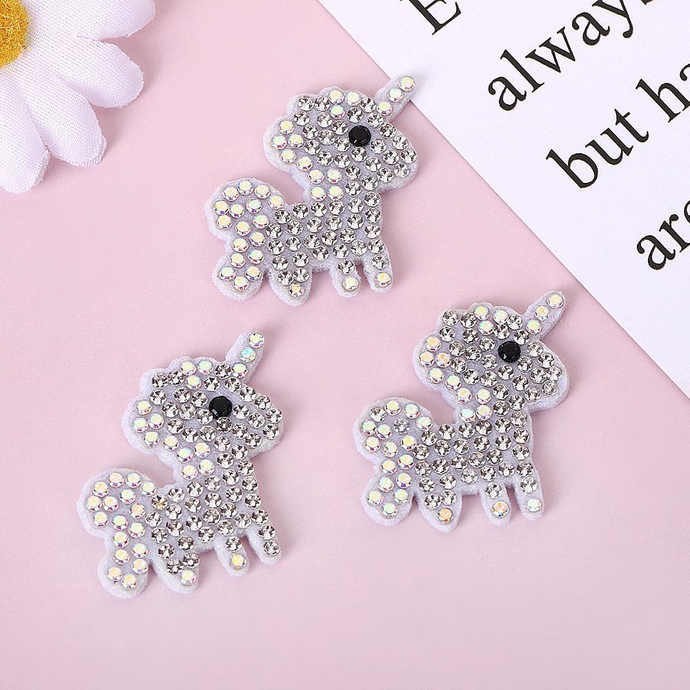Unicorn Rhinestone Iron-On Patch – DIY Non-Woven Appliqué for Clothing, Hats & Kids Accessories