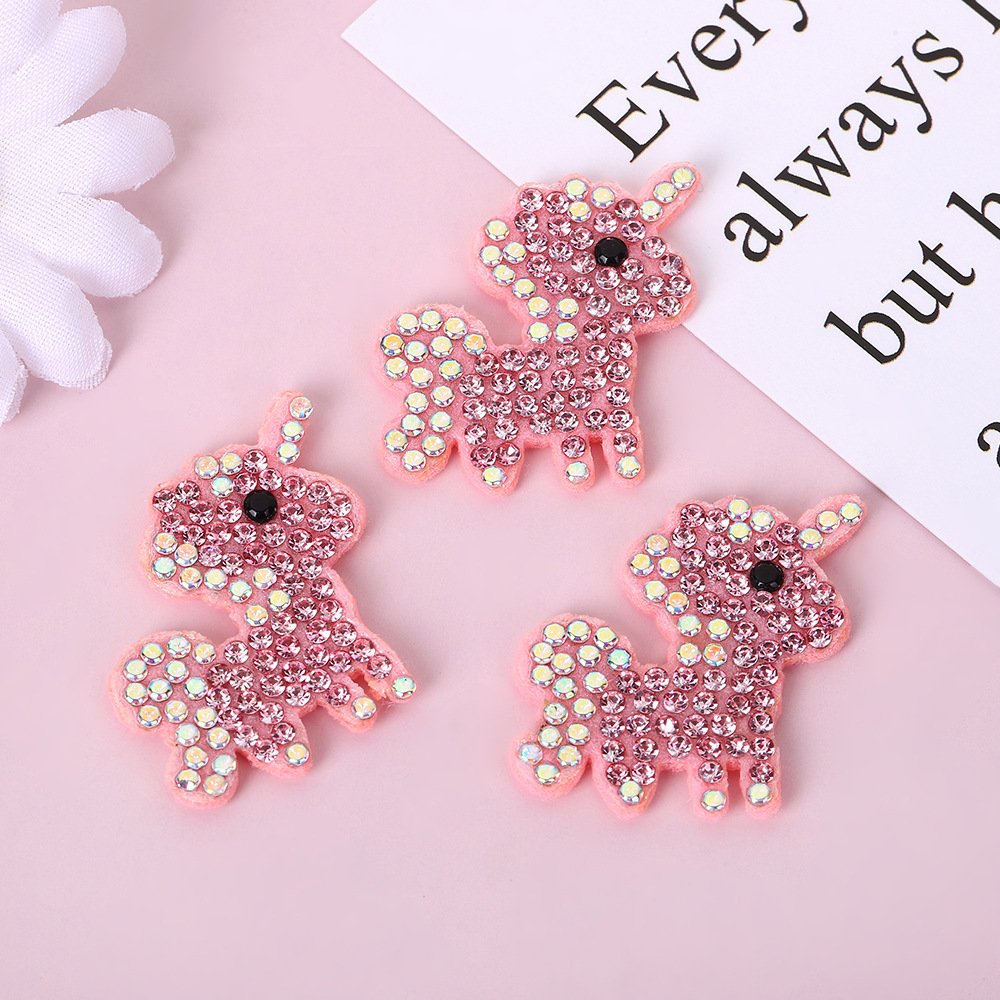 Unicorn Rhinestone Iron-On Patch – DIY Non-Woven Appliqué for Clothing, Hats & Kids Accessories