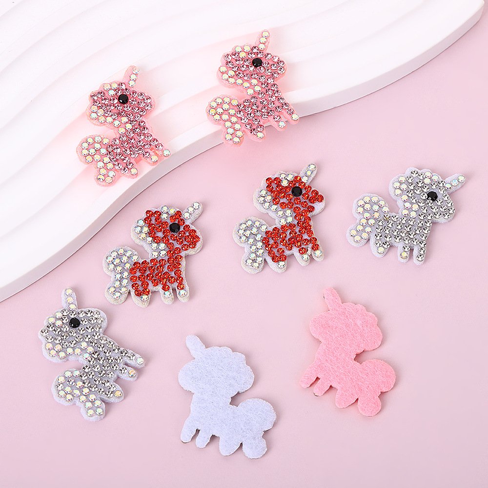 Unicorn Rhinestone Iron-On Patch – DIY Non-Woven Appliqué for Clothing, Hats & Kids Accessories