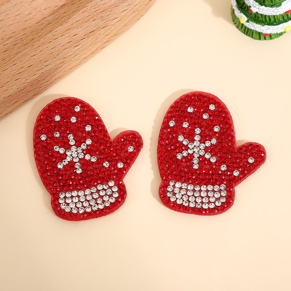 Creative Christmas Series Rhinestone Iron-On Patch – Cartoon Santa Hat DIY Decoration for Clothing & Bags