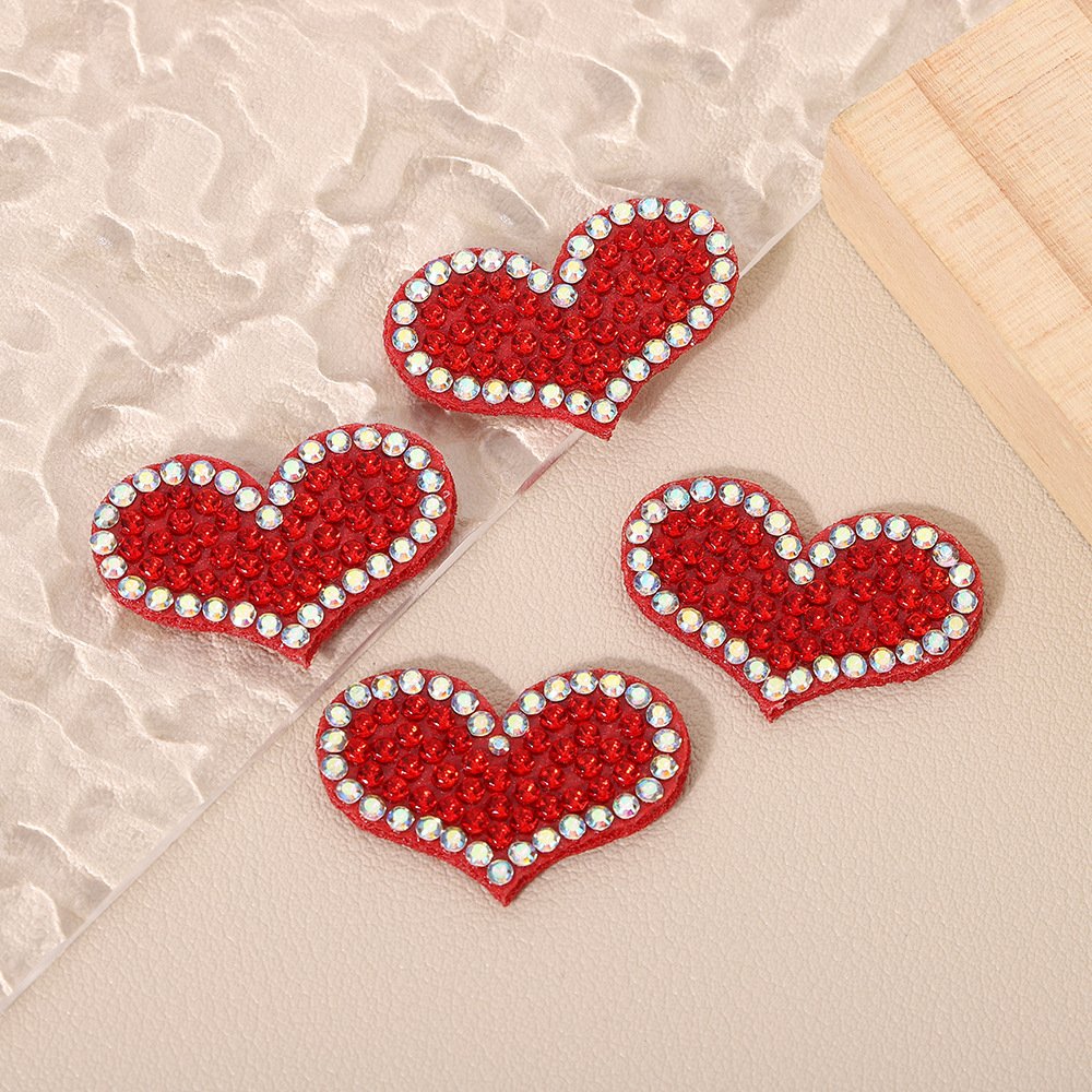 New Heart-Shaped Rhinestone Iron-On Patch – DIY Non-Woven Fabric Applique for Clothing, Bags & Couple Outfits
