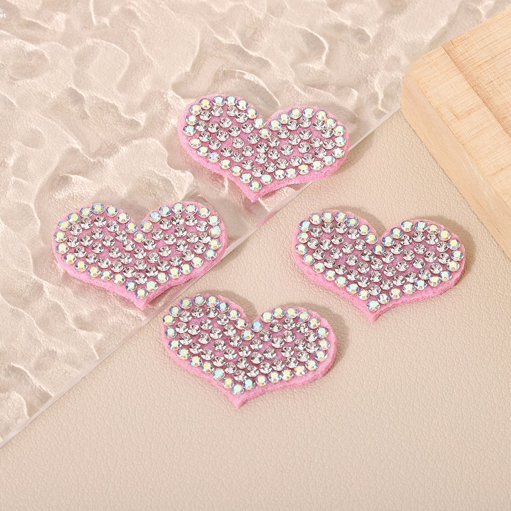 New Heart-Shaped Rhinestone Iron-On Patch – DIY Non-Woven Fabric Applique for Clothing, Bags & Couple Outfits