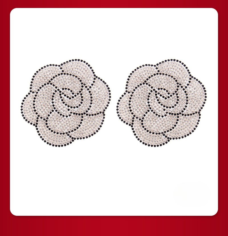 Hand-Brushed Adhesive Diamond Rose Nipple Cover – Invisible Seamless Breast Petals