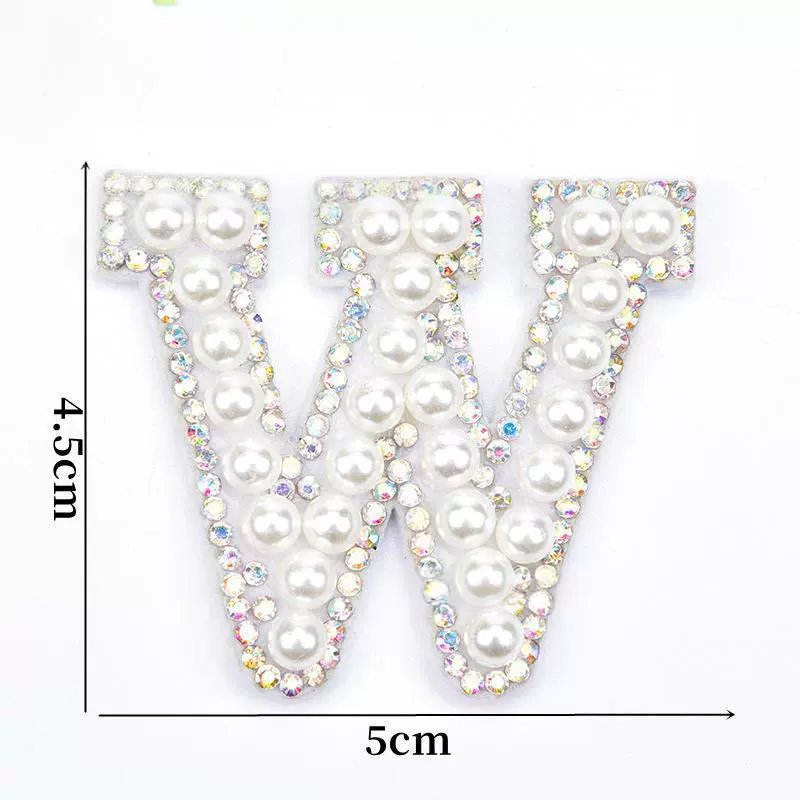 Crystal Pearl Alphabet Patches – DIY Clothing & Bag Accessories (26 Letters A–Z)