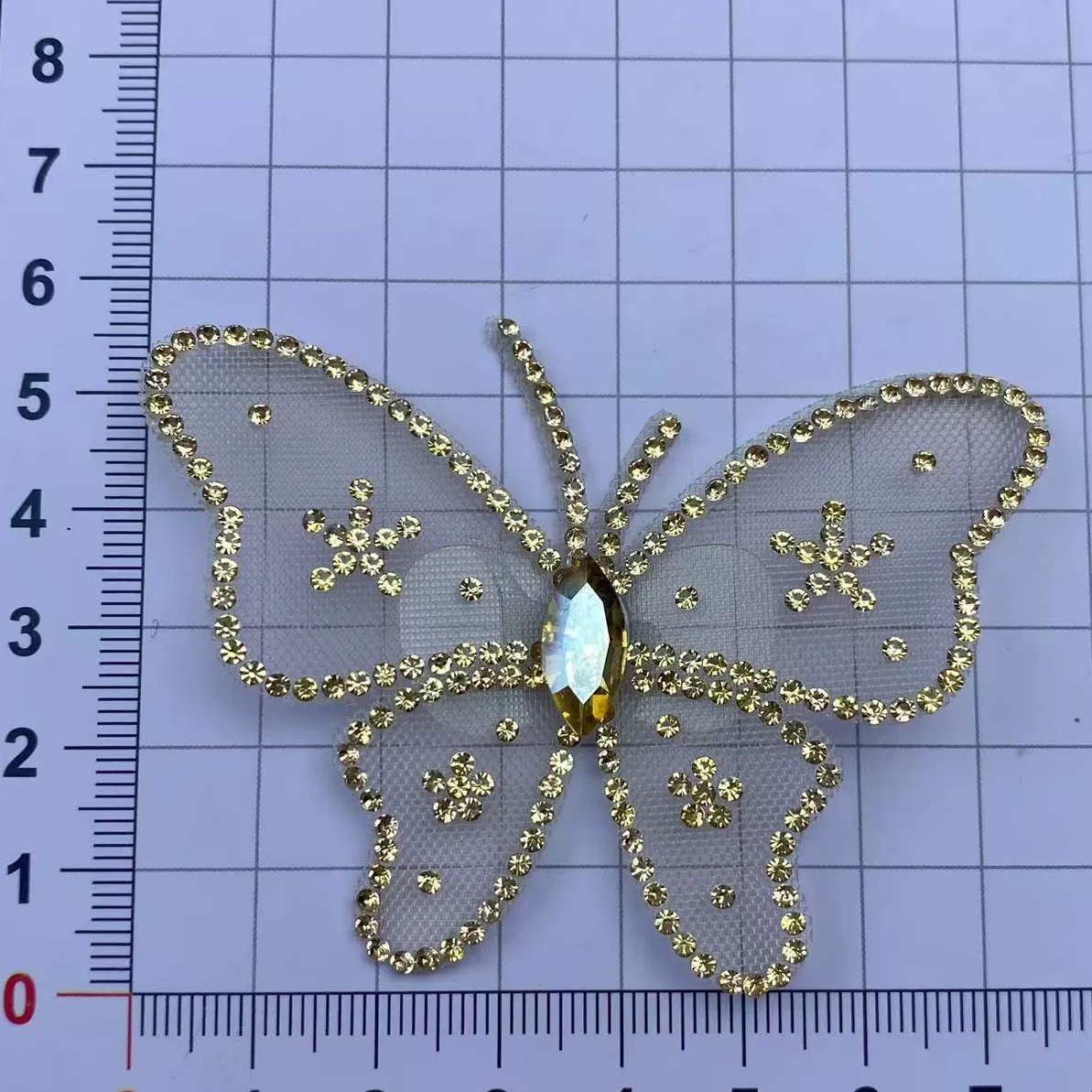 3D Rhinestone Mesh Butterfly Applique – DIY Hair Clips & Fashion Accessories Craft Material