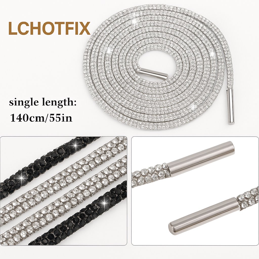 Water-Diamond Rhinestone Tube Shoelace — Full-Drill Colorful DIY Accessory Strip