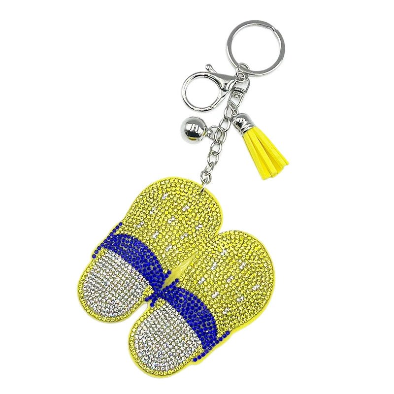 Rhinestone Slipper Keychain Tassel Charm – Cute Crystal Bag Pendant Accessory