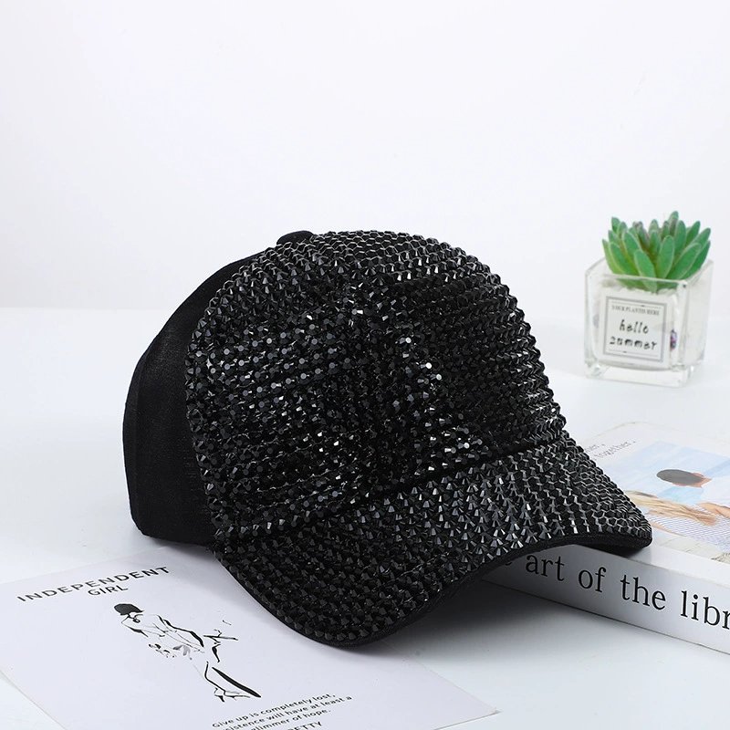 Korean-Style Rhinestone Baseball Cap — Handmade Sparkling Sun Protection Hat